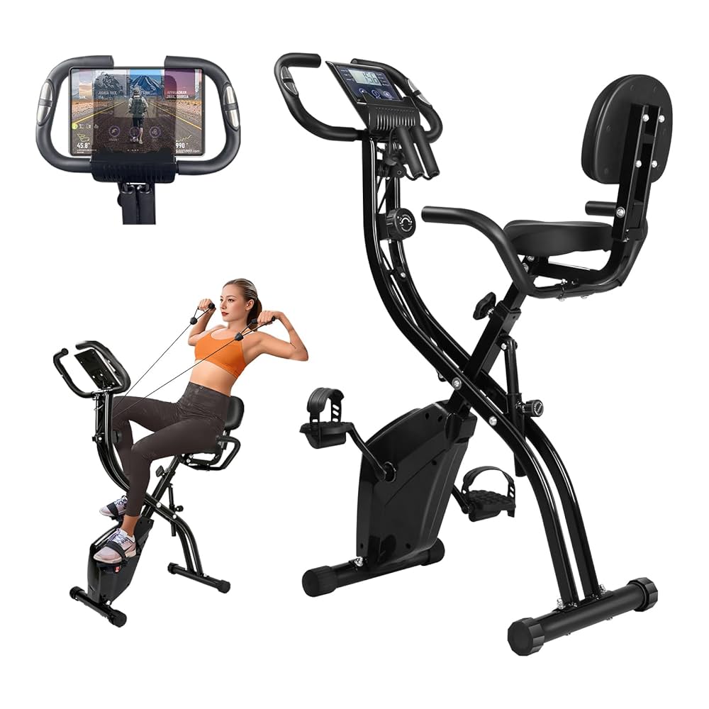 ☆フィットネスバイク☆ 折畳み 静音 背もたれ スマホスタンド 10段階負荷 ☆フィットネスバイク☆ 折畳み 静音 背もたれ スマホスタンド